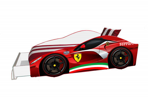 Кровать машина VRN- Ferrari  E-2, серии «Элит» красный, графит