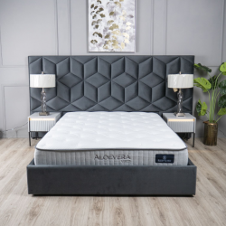 Кровать 1,6 с подъемным механизмом TOP- Моника XL  (Серый, беж)