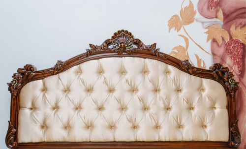 Кровать двуспальная с сеткой 180х200 SMS- Флоренция орех, золотая патина