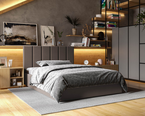 Двуспальная кровать VRN- "LINE" в цвете Cappuccino, Chocolate