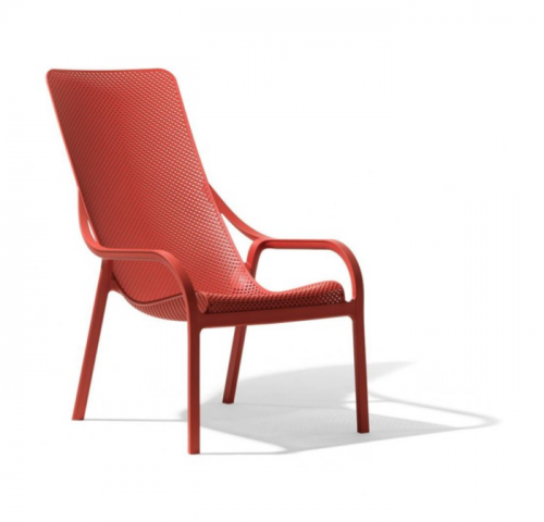Кресло - шезлонг из полипропилена Nardi DEI- Net Lounge (белый/коралловый) 