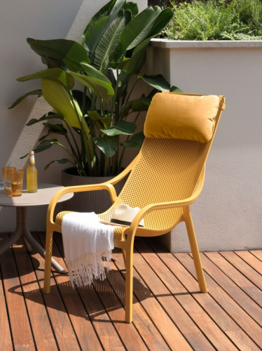 Кресло - шезлонг из полипропилена Nardi DEI- Net Lounge (горчичный/серо-коричневый)