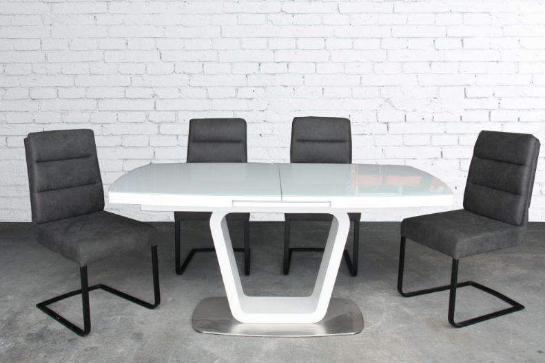 Стол модерн premium Evro- BELARDO DT9923 Grey/White Gloss 110*80
