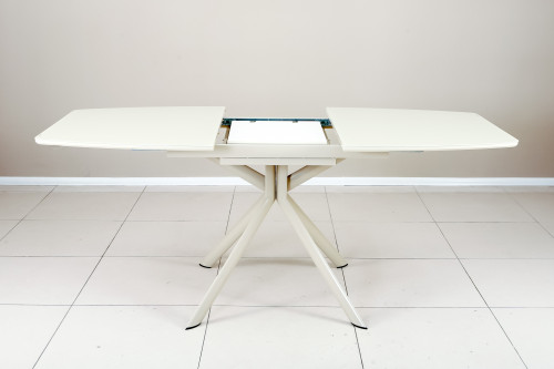 Стол обеденный модерн EXI- Алесcандрия (стекло, крем)