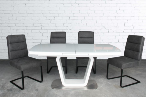 Стол модерн premium Evro- BELARDO DT9923 Grey/White Gloss 140*90