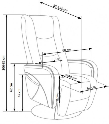 Мягкое раскладное кресло с функцией массажа PL- HALMAR PULSAR-2 темно-серый