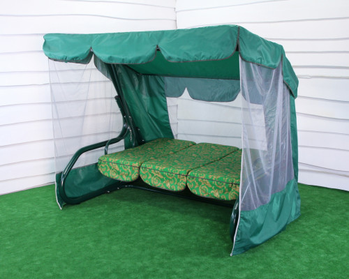 Качель садовая GG- Таити с синтепоновой подушкой (вензеля на зеленом фоне)