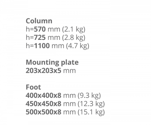 Опора для стола STL- Milano Soft (основание 40х40 см, высота 57 см и 72 см)