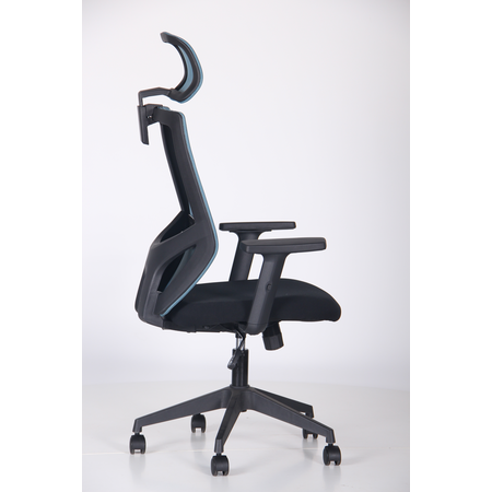  Кресло офисное AMF- Lead Black HR ( сиденье Нест-01 черная/спинка Сетка SL-18 аквамарин)