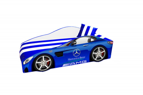 Кровать машина VRN- Mercedes E-4, серии «Элит» синий, белый