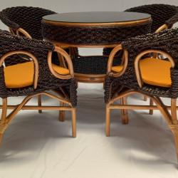 Обеденный комплект CRU- Maria kk0030 (стол + 4 кресла) орехового цвета