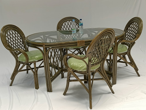 Обеденный комплект buk0004 CRU- Bukovyna (стол + 4 кресла) темно-оливковый