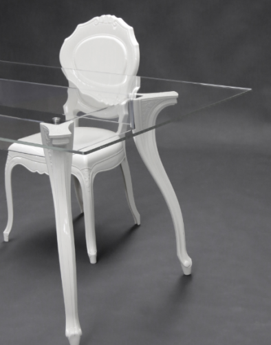Стол обеденный стеклянный DAL SEGNO CA- Belle Epoque (белые ножки)