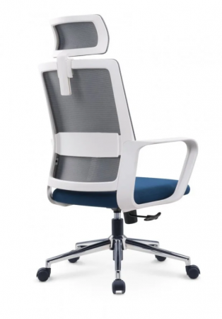 Кресло офисное поворотное INI-  WIND серое/синее/белый каркас
