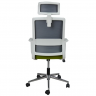 Кресло офисное поворотное INI-  WIND серое/зеленое/белый каркас 