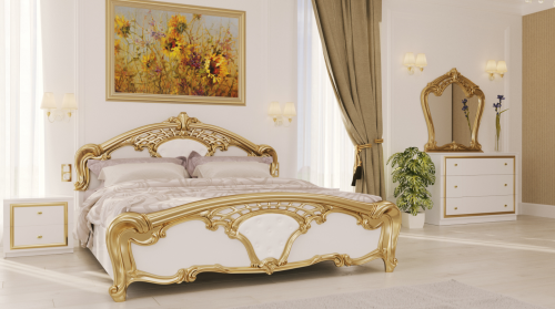 Кровать MRK- Ева Глянец белый+золото 1,6х2,0 без каркаса