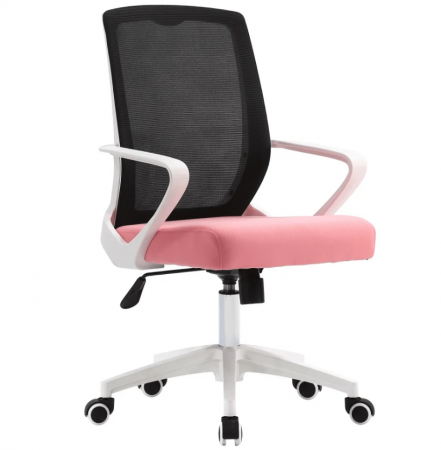 Кресло офисное INI-  DIXY черное/розовое/белый каркас