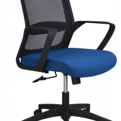 Кресло офисное поворотное INI-  IRON черное/синее/черный каркас