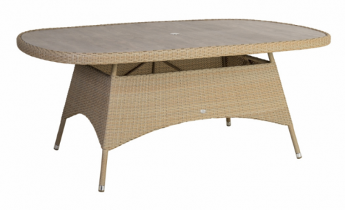 Стол обеденный из техноротанга Alexander Rose TEA- RICHMOND TABLE OVAL 1.8M x 1.1M WITH TIMBER EFFECT SLABS