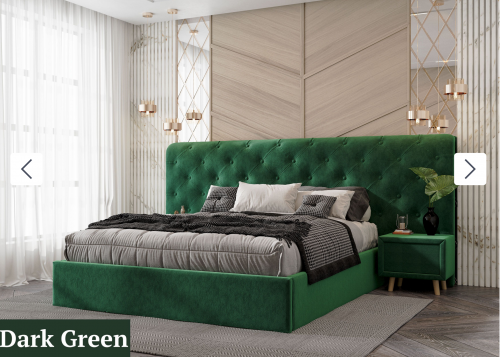 Двуспальная кровать с механизмом VRN- "Oscar" + 2 тумбы (Синий, Темно-Зеленый)