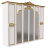 Шкаф MRK- Ева 6 дверей Глянец белый+золото/зеркало