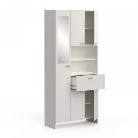 IDEA Высокий шкаф 1+4 двери+1 ящик КОРАЛ белый