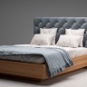 Кровать деревянная  с подъемным мезанизмом и мягким изголовьем  TQP- Олмо