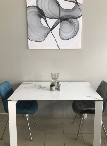 Стол обеденный модерн NL-  LIVERPOOL S (керамика белый глянец)