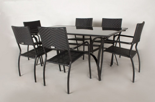 Обеденный комплект стол+6 стула CRU- Блэк os0001-6