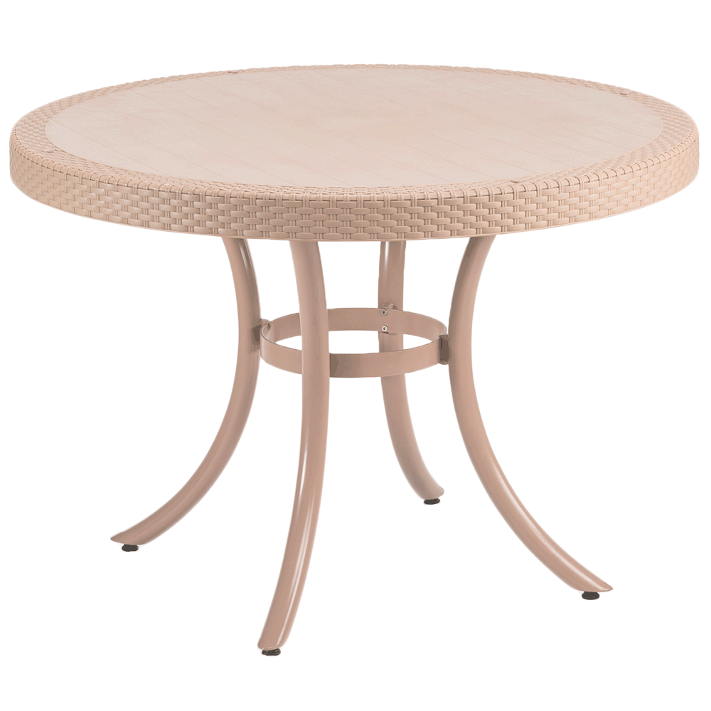 Стол обеденный TYA- Osaka Пластик, Ножки-алюминий, Кремовый d=110