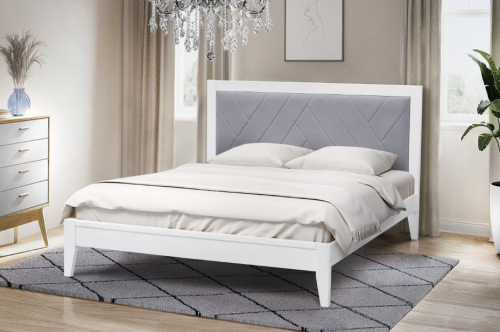 Кровать деревянная с мягким изголовьем BIO- "Артемида" Аксиома Белый