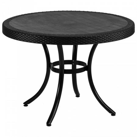 Стол обеденный TYA- Osaka Пластик, Ножки-алюминий, Черный d=110