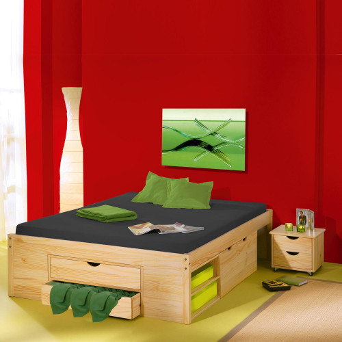 IDEA Многофункциональная двуспальная кровать KLASA 180x200 массив сосны, лак