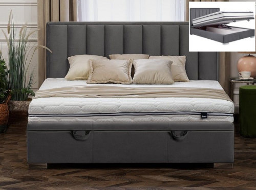 Кровать двуспальная SIGNAL Marani VELVET 160х200 (серый, античная роза/хром)