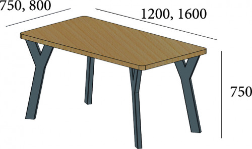 Стол обеденный MTD- Лофт Уно 4 ноги (труба 50х25 мм)