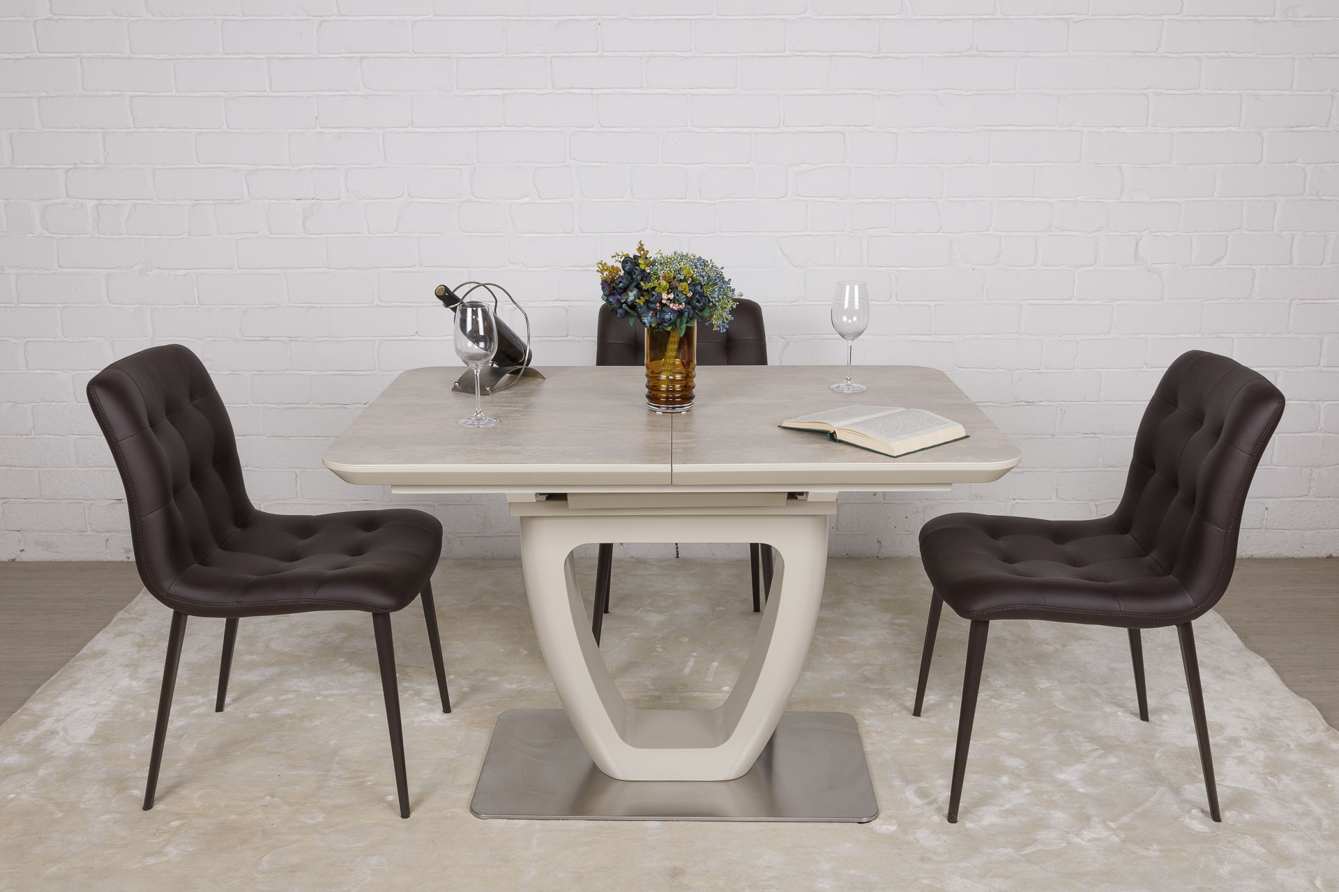 Стол обеденный модерн NL- Toronto NEW (120) керамика бежевый