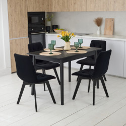 Комплект обеденный Ont- Леонардо 120 черный черный стол + 4 стула Дарио черные