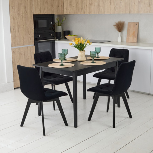 Комплект обеденный Ont- Леонардо 120 черный черный стол + 4 стула Дарио черные