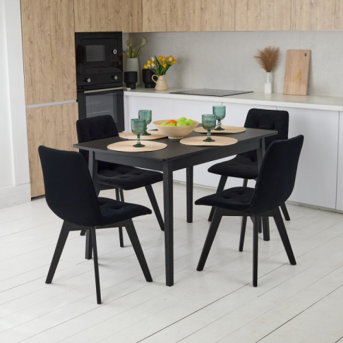 Комплект обеденный Ont- Леонардо 120 черный черный стол + 4 стула Дарио черные