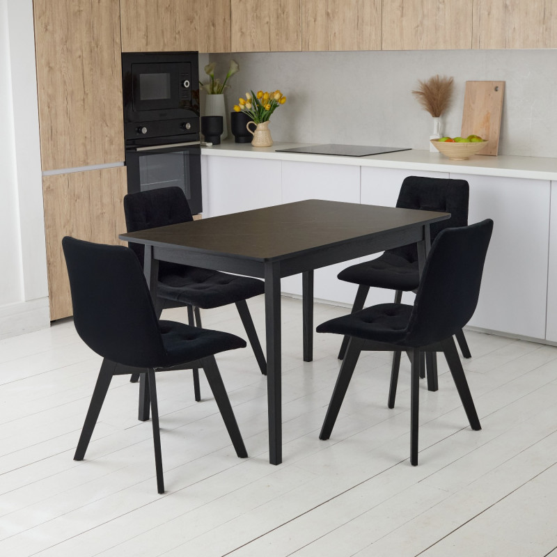 Комплект обеденный Ont- Леонардо 120 черный черный стол + 4 стула Дарио черные