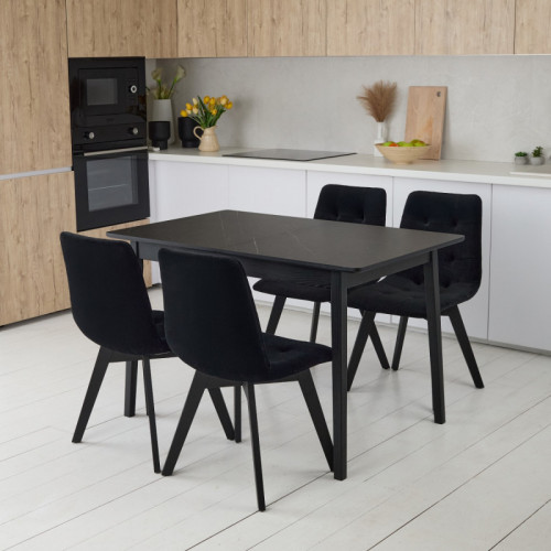 Комплект обеденный Ont- Леонардо 120 черный черный стол + 4 стула Дарио черные