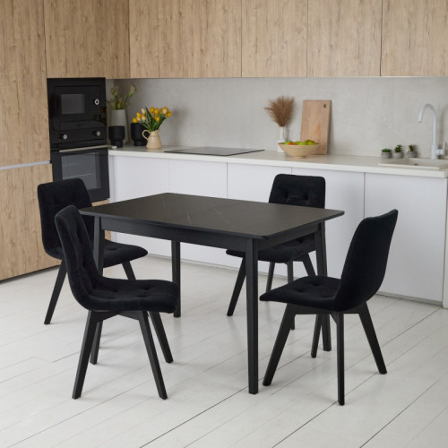 Комплект обеденный Ont- Леонардо 120 черный черный стол + 4 стула Дарио черные