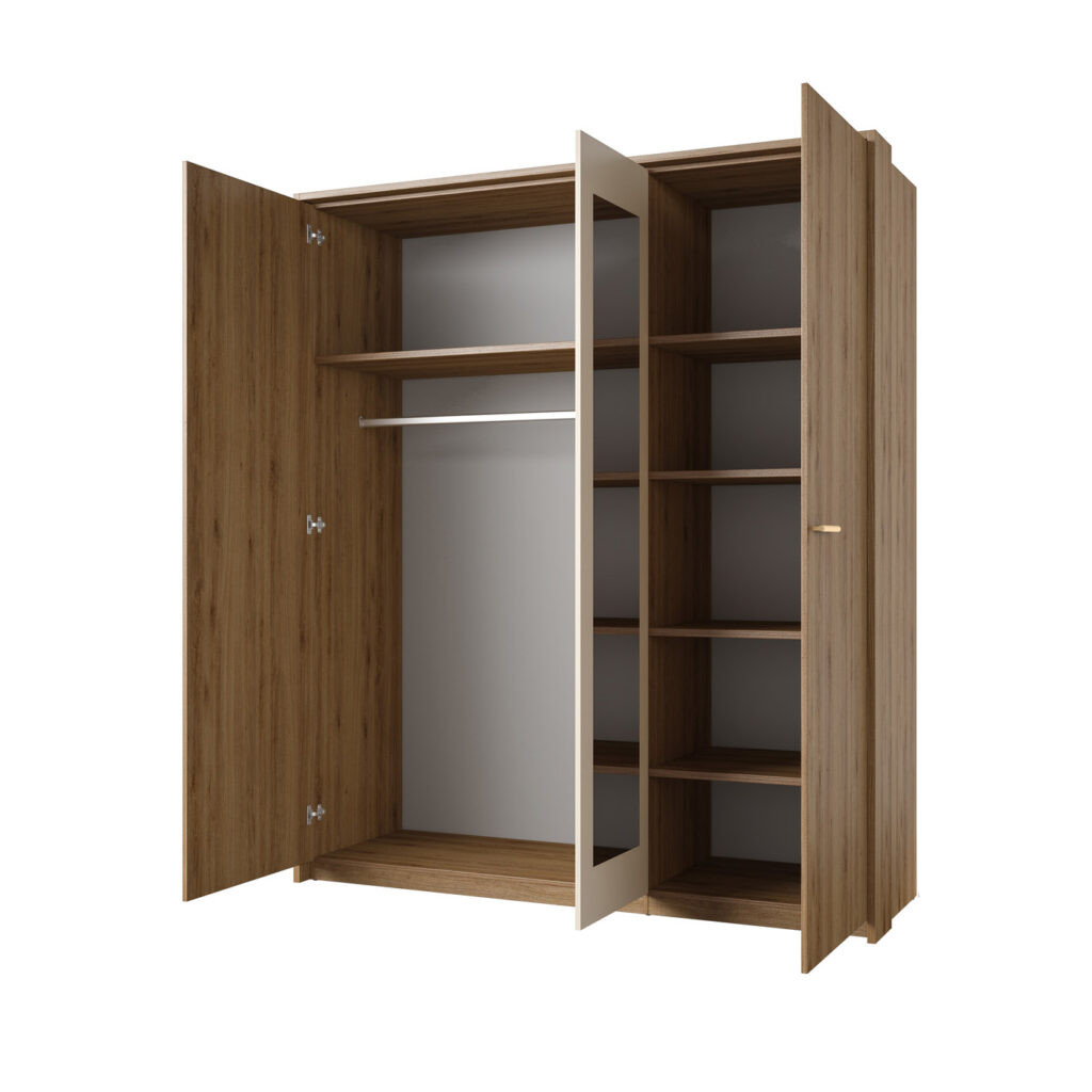 Шкаф на 3 двери с зеркалом Helvetia VERTINA 24DBNH19 (дикий дуб / дуб-песочно-бежевый)