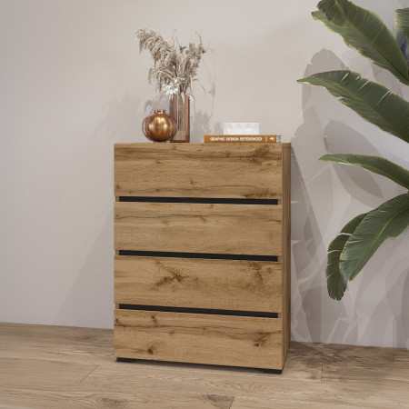 Комод на 4 ящика в прихожую Helvetia CROSS 24N6MY27 (дуб вотан-черный)