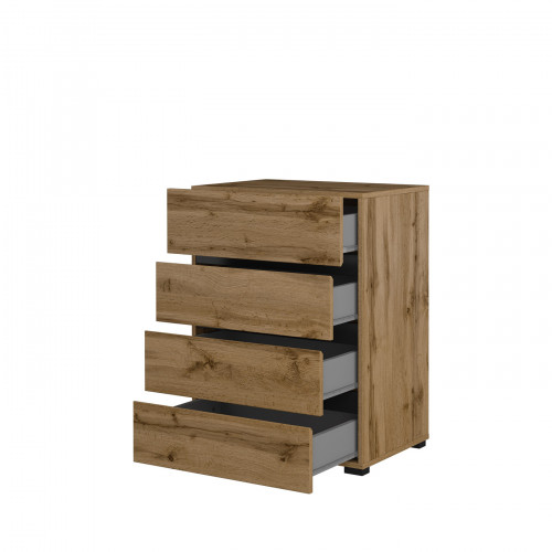 Комод на 4 ящика в прихожую Helvetia CROSS 24N6MY27 (дуб вотан-черный)