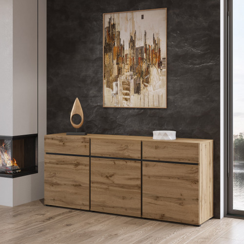 Комод на 3 двери и 3 ящика Helvetia CROSS 24N6MY43 (дуб вотан-черный)