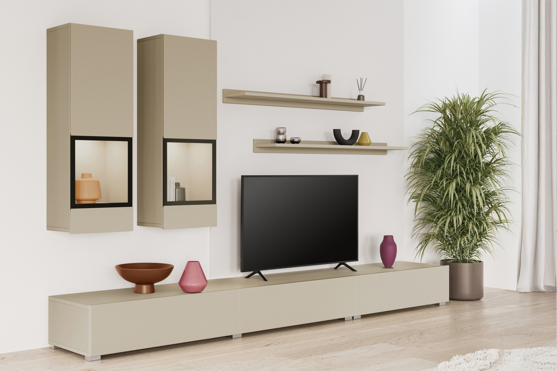 Стенка в гостиную Helvetia BAROS 2412BM10 (светло-бежевый)