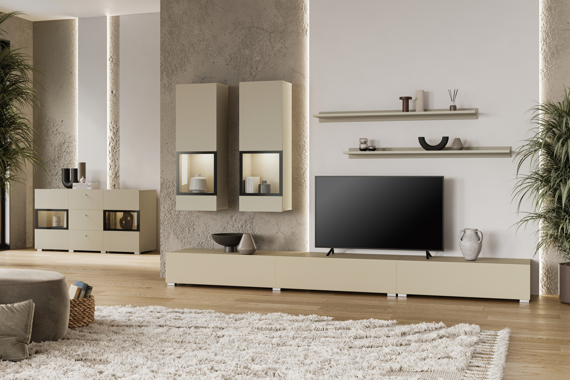 Стенка в гостиную Helvetia BAROS 2412BM10 (светло-бежевый)