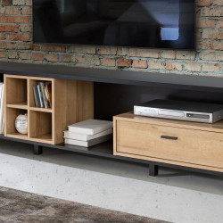 Тумба под телевизор Forte HIGH ROCK HRKT141 (дуб ривьера/черный)