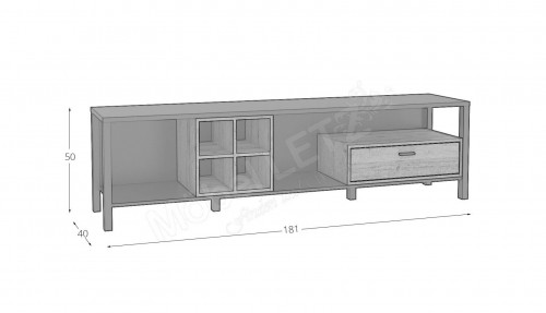 Тумба под телевизор Forte HIGH ROCK HRKT141 (дуб ривьера/черный)